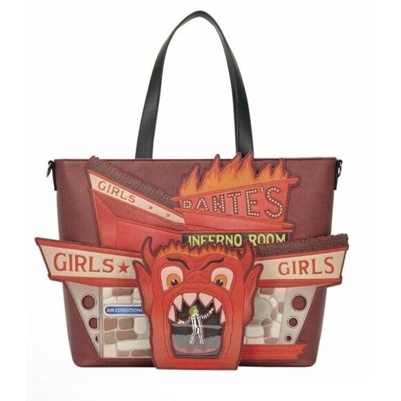 Loungefly Handbags - Beetlejuice Dante's Inferno Room XL Tote Crossbody Bag with Coin Bag New NWT